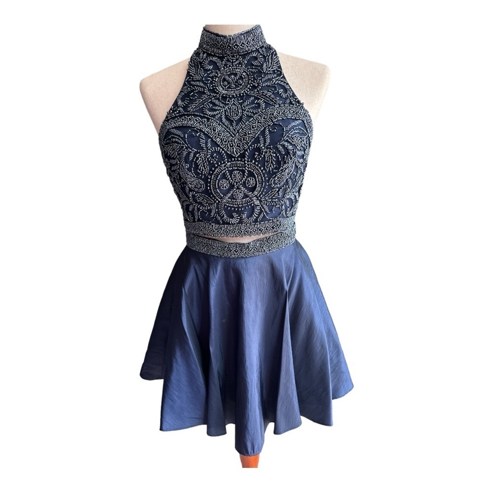 Sherri Hill Formal Halter Beaded Homecoming Dress Size Small 2 4 6